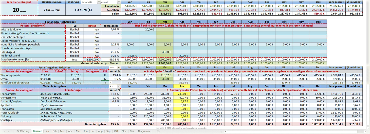 main worksheet